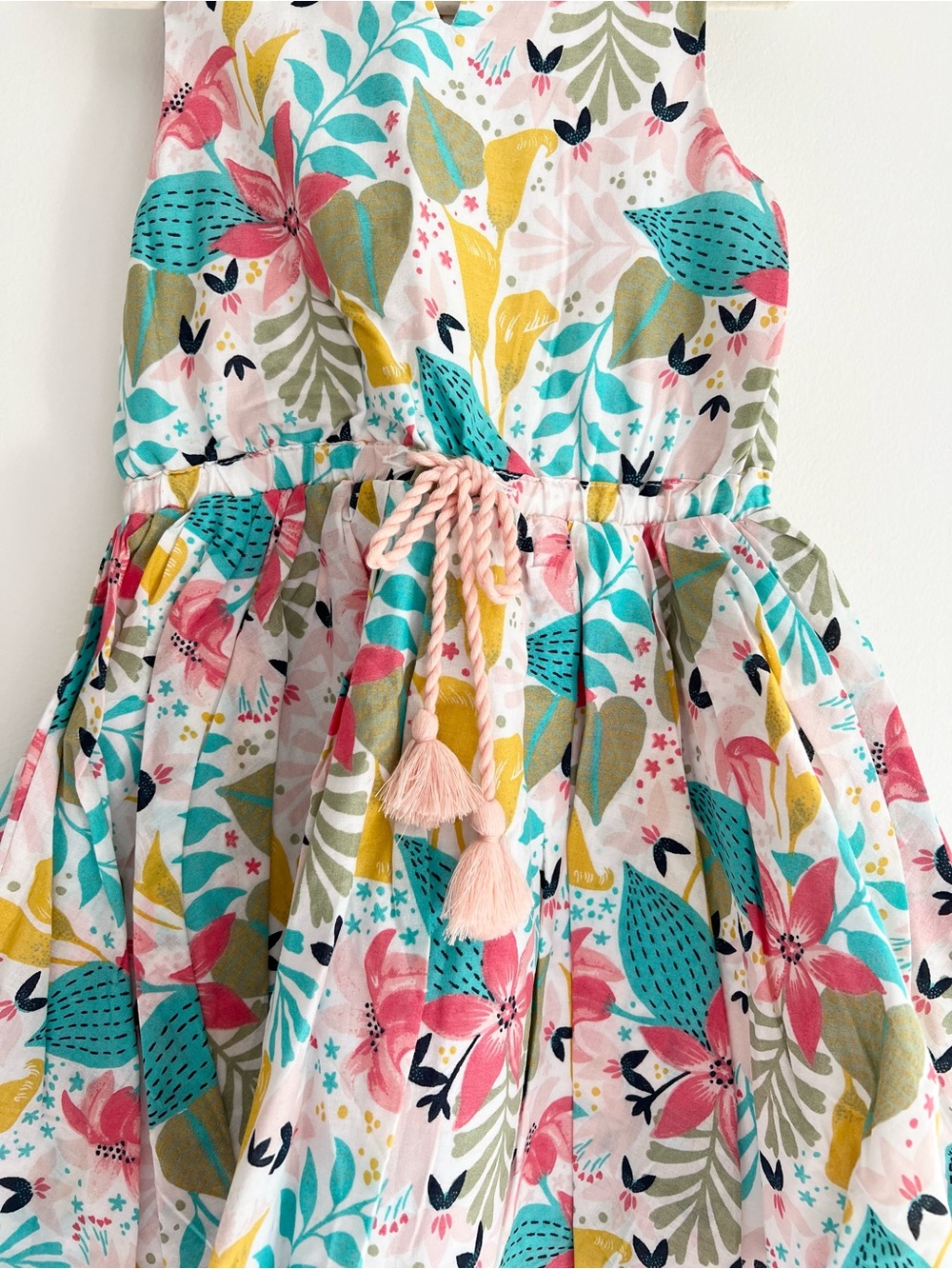 Tommy Bahama Tropical Floral Sleeveless Dress Kids Girl 3T w/Star Button Details - Picture 3 of 10